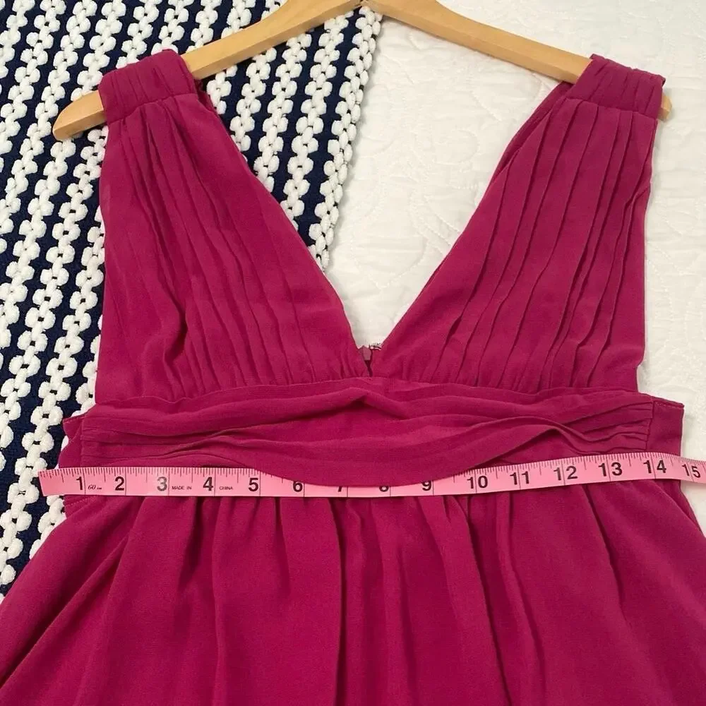 Lulu’s Womens Heavenly Hues Magenta Maxi Dress Deep V Evening Formal Prom XS - Picture 6 of 10